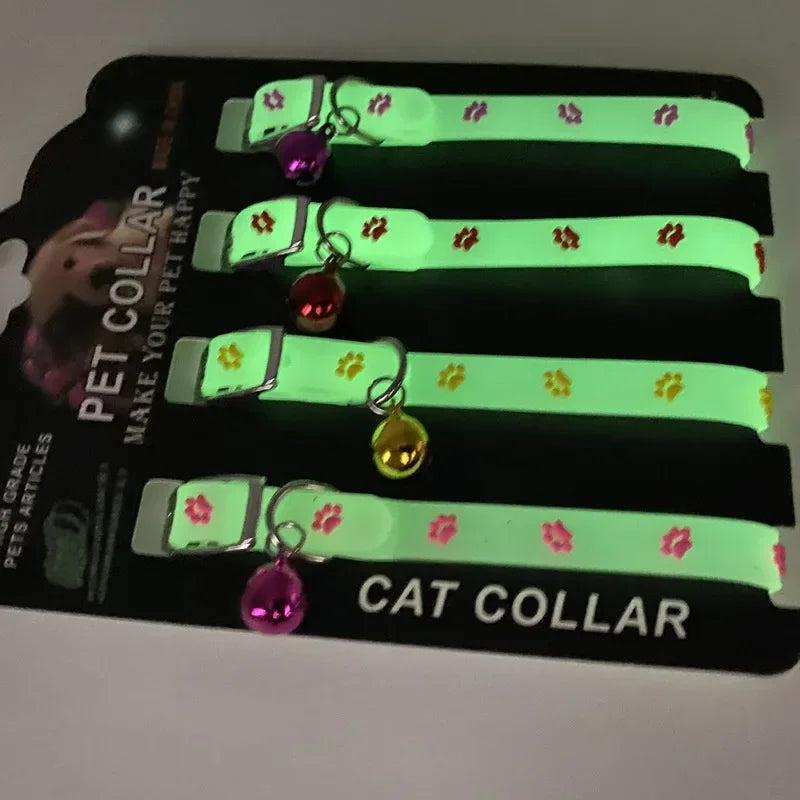 Luminous Glowing Small Dog/Cat Collar Anti-Loss Fluorescent Silicone Bell Collar