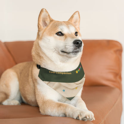 Olive Paw Print Pet Bandana Collar – Reversible Cozy Dog & Cat Accessory