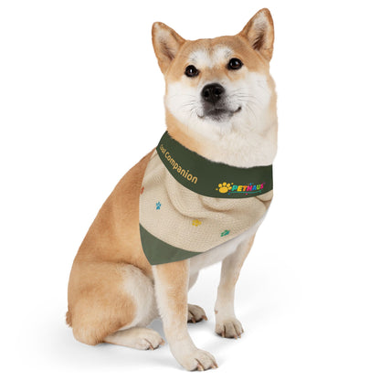 Olive Paw Print Pet Bandana Collar – Reversible Cozy Dog & Cat Accessory