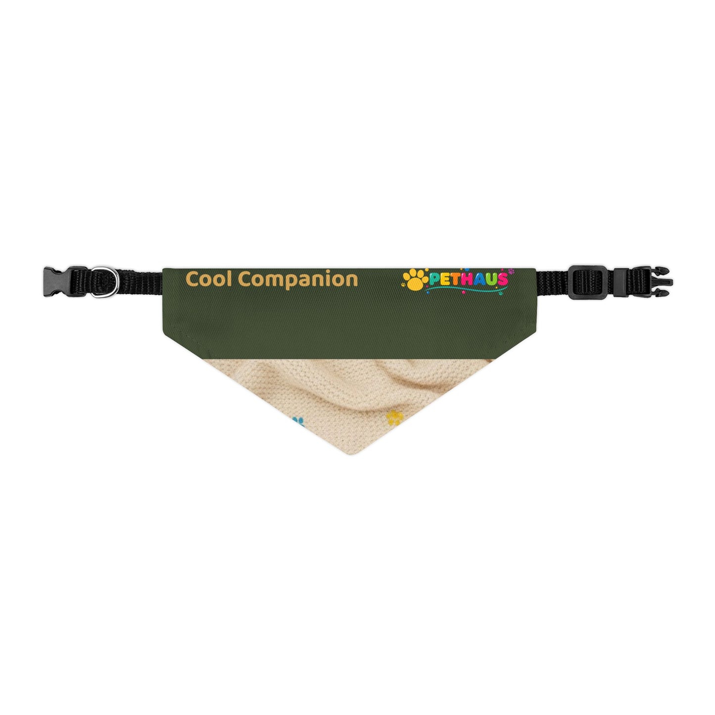 Olive Paw Print Pet Bandana Collar – Reversible Cozy Dog & Cat Accessory