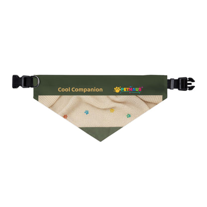 Olive Paw Print Pet Bandana Collar – Reversible Cozy Dog & Cat Accessory