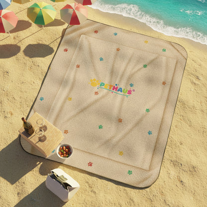 Paw Print Picnic Blanket — Waterproof Outdoor Mat with Cute Multicolor Paw Design