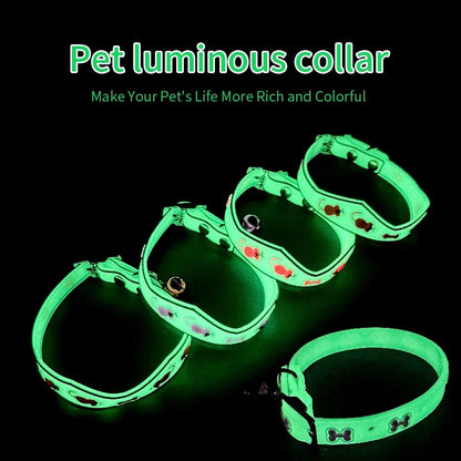 Luminous Glowing Small Dog/Cat Collar Anti-Loss Fluorescent Silicone Bell Collar