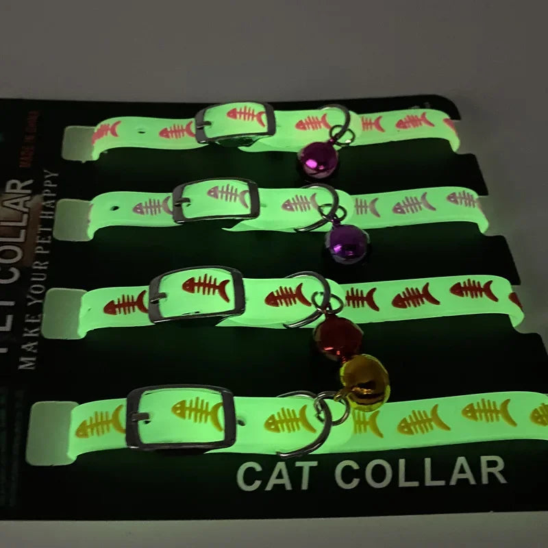 Luminous Glowing Small Dog/Cat Collar Anti-Loss Fluorescent Silicone Bell Collar