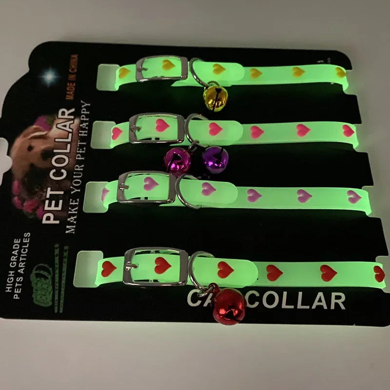 Luminous Glowing Small Dog/Cat Collar Anti-Loss Fluorescent Silicone Bell Collar