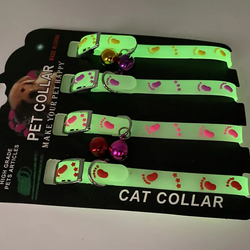 Luminous Glowing Small Dog/Cat Collar Anti-Loss Fluorescent Silicone Bell Collar