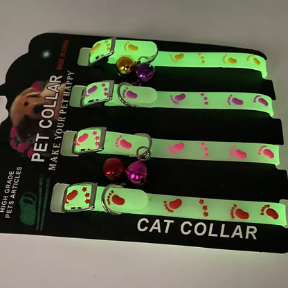 Luminous Glowing Small Dog/Cat Collar Anti-Loss Fluorescent Silicone Bell Collar