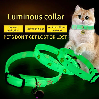 Luminous Glowing Small Dog/Cat Collar Anti-Loss Fluorescent Silicone Bell Collar