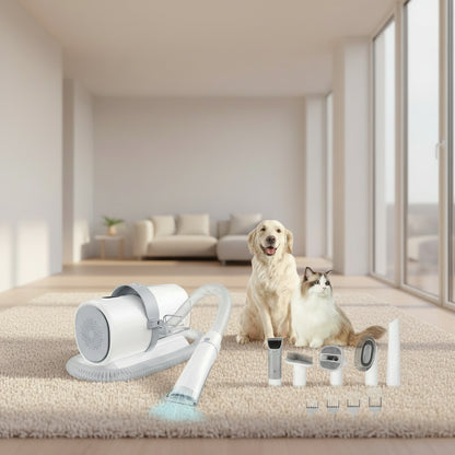 5-in-1 Dog Grooming Vacuum Kit Strong Pet Hair Removal Professional Clippers 6 Guide Combs Pet Grooming Tools for Dogs Cats