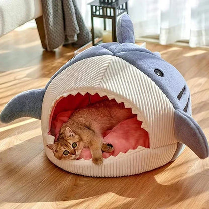 Warm Dog/Cat Beds Cartoon Shark Pet Cave