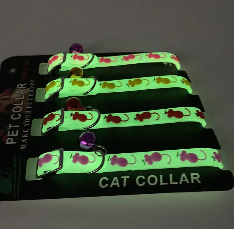 Luminous Glowing Small Dog/Cat Collar Anti-Loss Fluorescent Silicone Bell Collar