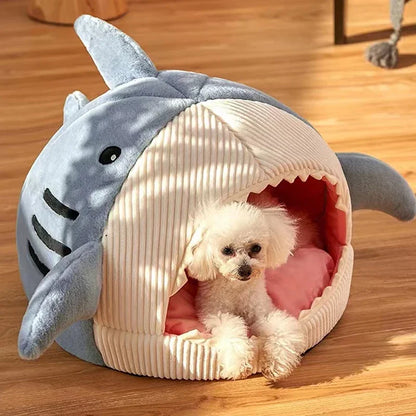 Warm Dog/Cat Beds Cartoon Shark Pet Cave