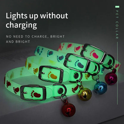 Luminous Glowing Small Dog/Cat Collar Anti-Loss Fluorescent Silicone Bell Collar